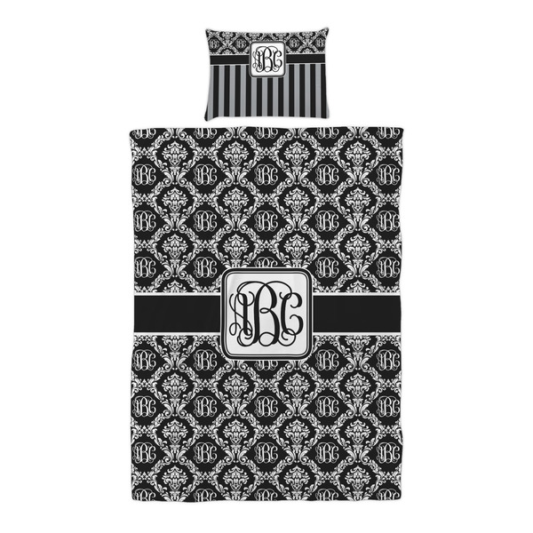 Monogrammed Damask Duvet Cover Set - Twin XL - Alt Approval