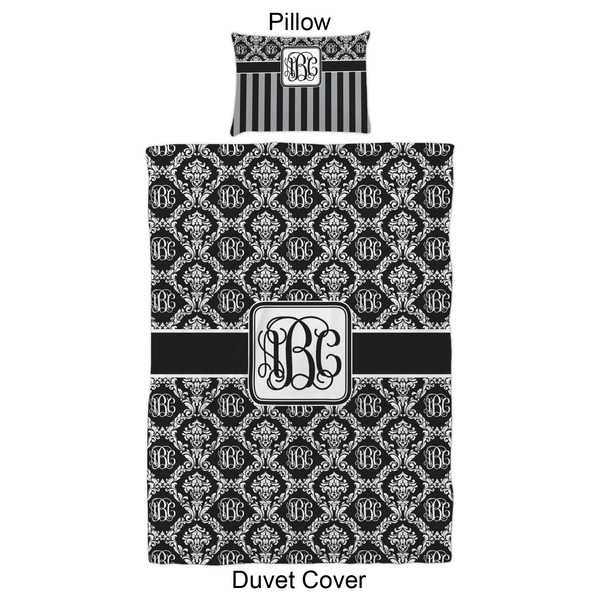 Monogrammed Damask Duvet Cover Set - Twin XL - Approval