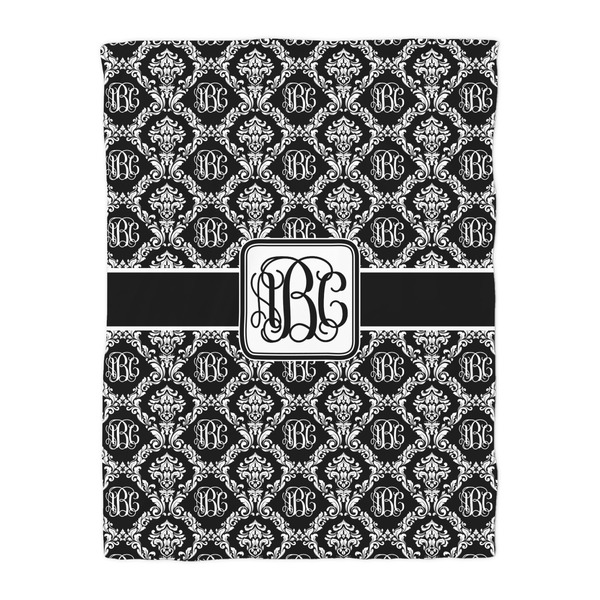 Monogrammed Damask Duvet Cover - Twin - Front