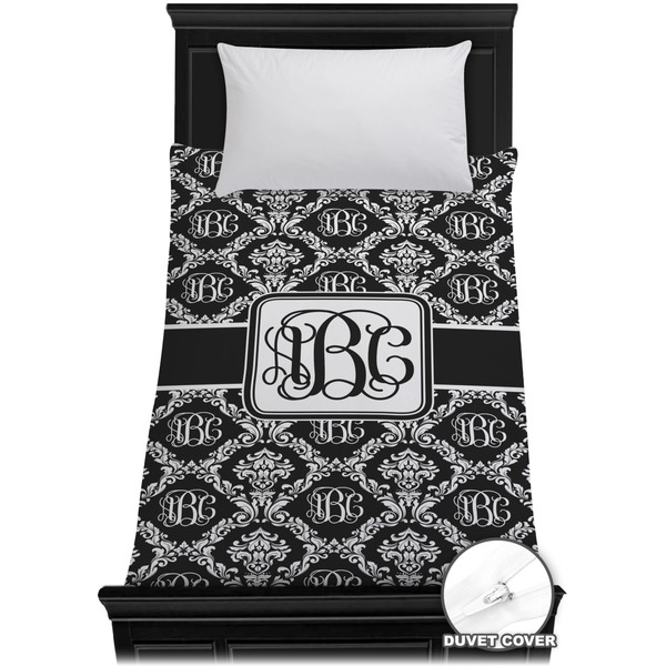 Custom Monogrammed Damask Duvet Cover - Twin (Personalized)