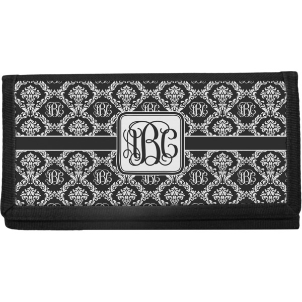 Custom Monogrammed Damask Canvas Checkbook Cover (Personalized)