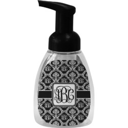 Monogrammed Damask Foam Soap Bottle - Black