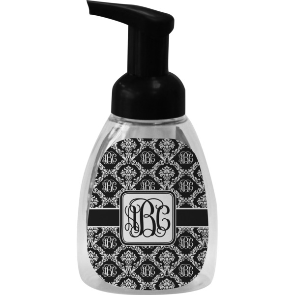 Custom Monogrammed Damask Foam Soap Bottle - Black
