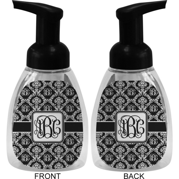 Monogrammed Damask Foam Soap Bottle (Front & Back)