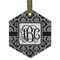 Monogrammed Damask Frosted Glass Ornament - Hexagon