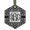 Monogrammed Damask Flat Glass Ornament - Hexagon