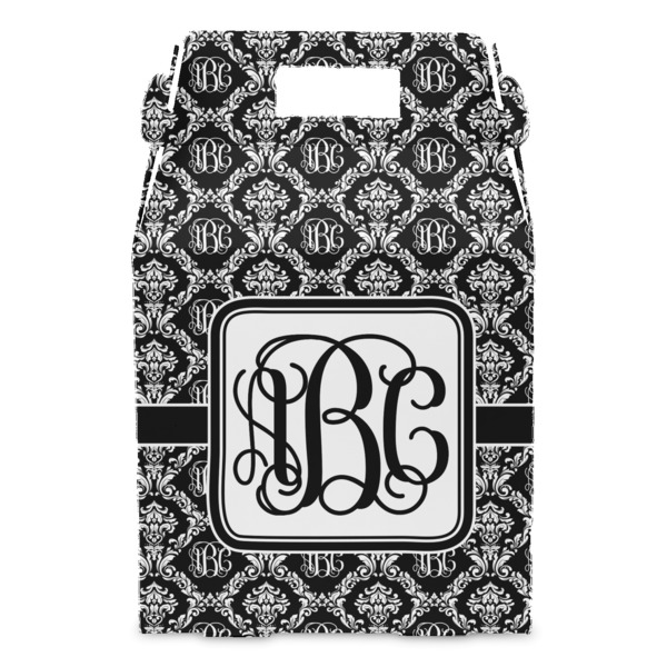 Monogrammed Damask Gable Favor Box - Front