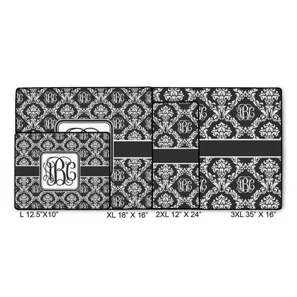 Monogrammed Damask Gaming Mats - SIZE CHART