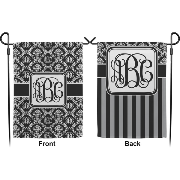 Monogrammed Damask Garden Flag - Double Sided Front and Back