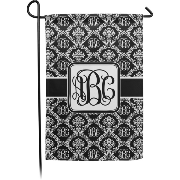 Custom Monogrammed Damask Small Garden Flag - Double Sided
