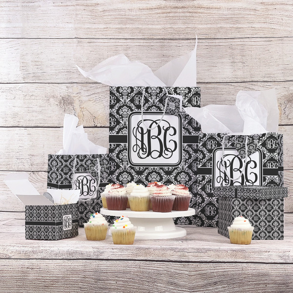 Monogrammed Damask Gift Bags - In Context