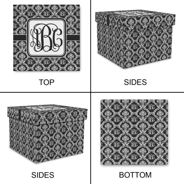 Monogrammed Damask Gift Boxes with Lid - Canvas Wrapped - Large - Approval