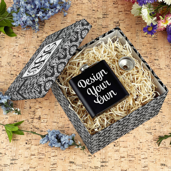 Monogrammed Damask Gift Boxes with Lid - Canvas Wrapped - Large - In Context