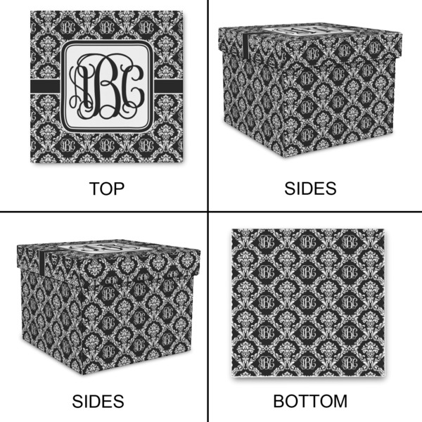 Monogrammed Damask Gift Boxes with Lid - Canvas Wrapped - Medium - Approval