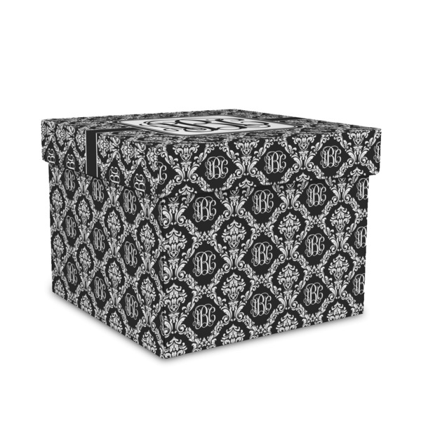 Custom Monogrammed Damask Gift Box with Lid - Canvas Wrapped - Medium