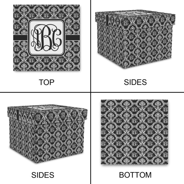 Monogrammed Damask Gift Boxes with Lid - Canvas Wrapped - X-Large - Approval