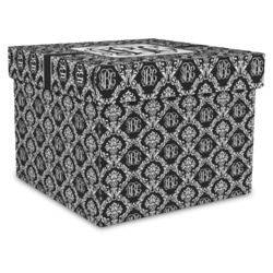 Monogrammed Damask Gift Box with Lid - Canvas Wrapped - X-Large