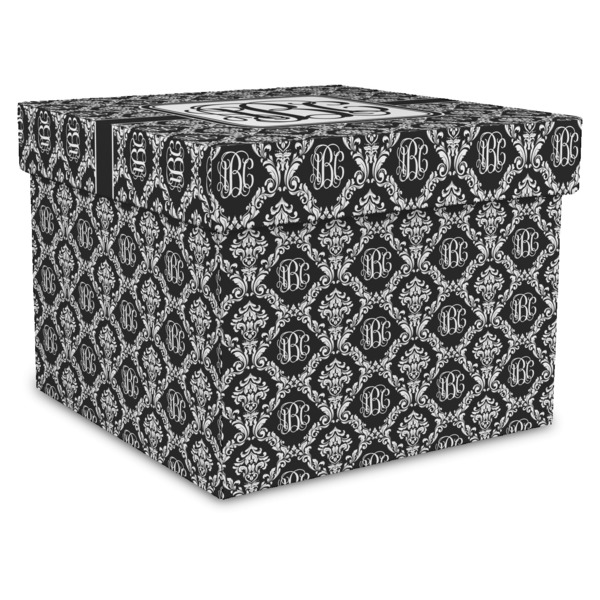 Custom Monogrammed Damask Gift Box with Lid - Canvas Wrapped - X-Large
