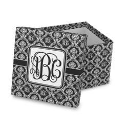 Monogrammed Damask Gift Box with Lid - Canvas Wrapped
