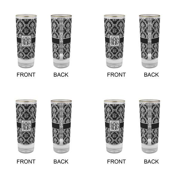 Monogrammed Damask Glass Shot Glass - 2 oz - Set of 4 - APPROVAL