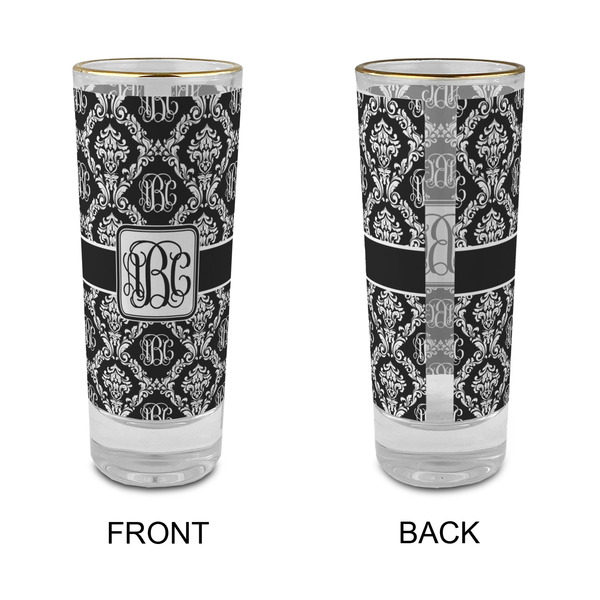 Monogrammed Damask Glass Shot Glass - 2 oz - Single - APPROVAL