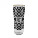 Monogrammed Damask 2 oz Shot Glass - Glass with Gold Rim