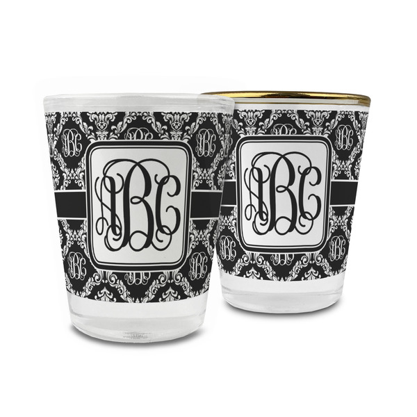 Custom Monogrammed Damask Glass Shot Glass - 1.5 oz