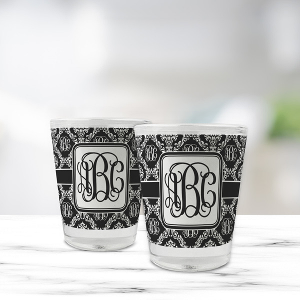 Monogrammed Damask Glass Shot Glass - Standard - LIFESTYLE