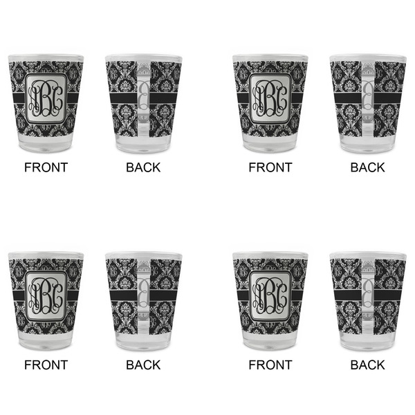 Monogrammed Damask Glass Shot Glass - Standard - Set of 4 - APPROVAL