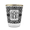 Monogrammed Damask Glass Shot Glass - With gold rim - FRONT