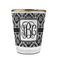 Monogrammed Damask Glass Shot Glass - 1.5 oz - with Gold Rim - Single