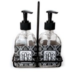 Monogrammed Damask Glass Soap & Lotion Bottle Set