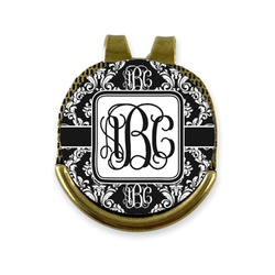 Monogrammed Damask Golf Ball Marker - Hat Clip - Gold