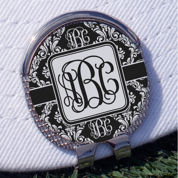 Custom Monogrammed Damask Golf Ball Marker - Hat Clip