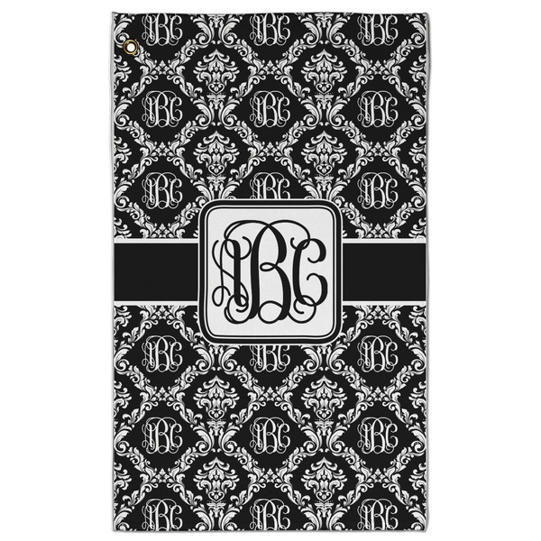 Custom Monogrammed Damask Golf Towel - Poly-Cotton Blend - Large