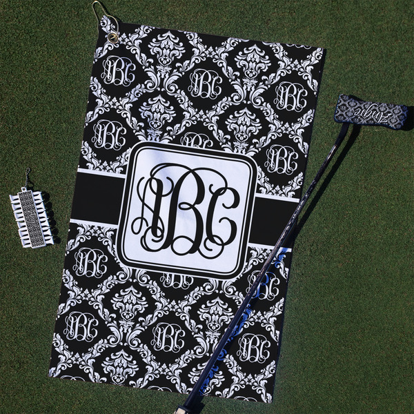 Custom Monogrammed Damask Golf Towel Gift Set (Personalized)