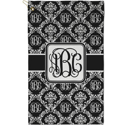 Monogrammed Damask Golf Towel - Poly-Cotton Blend - Small