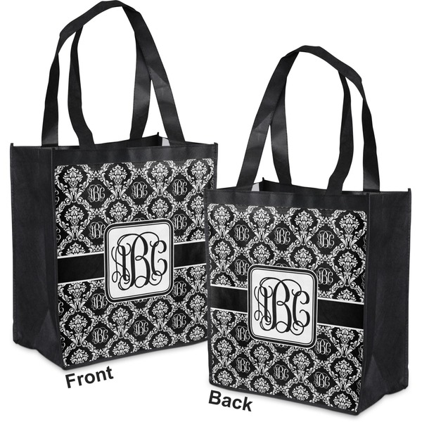 Monogrammed Damask Grocery Bag - Apvl