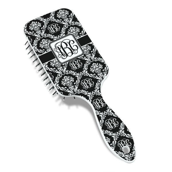 Monogrammed Damask Hair Brush - Angle View