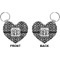 Monogrammed Damask Heart Keychain (Front + Back)