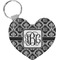 Monogrammed Damask Heart Keychain (Personalized)