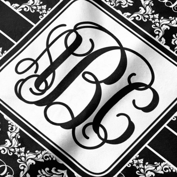 Monogrammed Damask Hooded Baby Towel- Detail Close Up