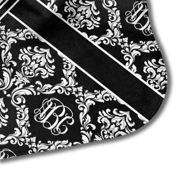 Monogrammed Damask Hooded Baby Towel- Detail Corner