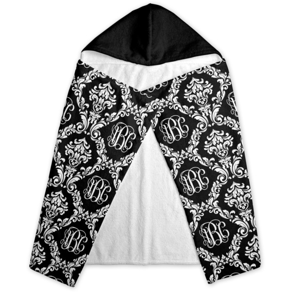 Monogrammed Damask Hooded Towel - Folded