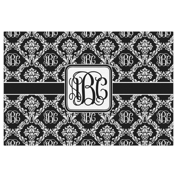 Monogrammed Damask Indoor / Outdoor Rug - 4'x6' - Front Flat