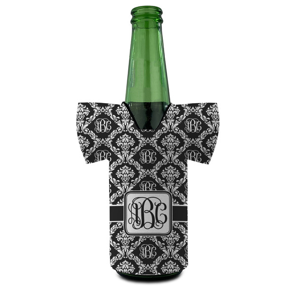 Monogrammed Damask Jersey Bottle Cooler - FRONT (on bottle)