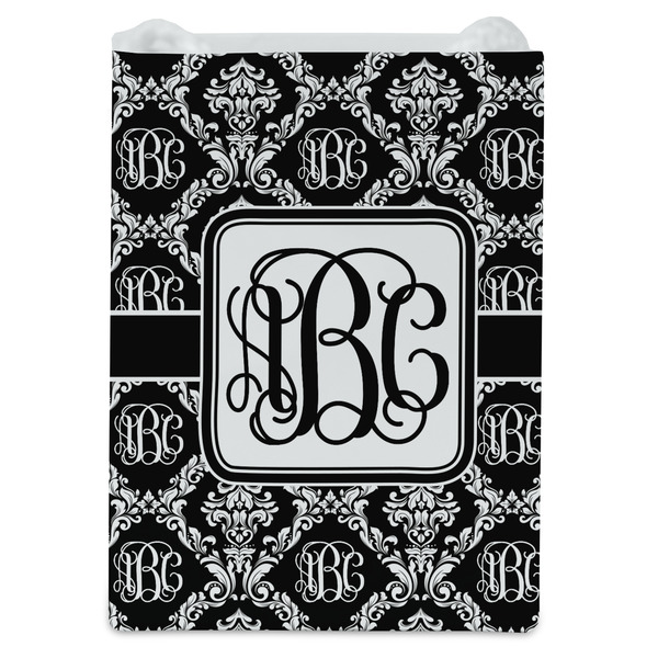 Monogrammed Damask Jewelry Gift Bag - Gloss - Front