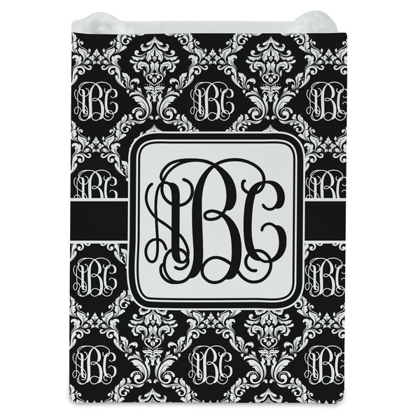 Monogrammed Damask Jewelry Gift Bag - Matte - Front