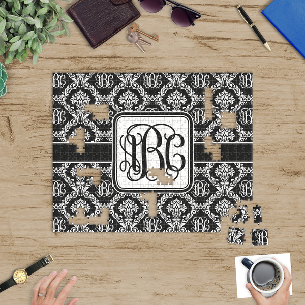 Monogrammed Damask Jigsaw Puzzle 500 Piece - In Context