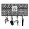 Monogrammed Damask Key Hanger w/ 4 Hooks & Keys